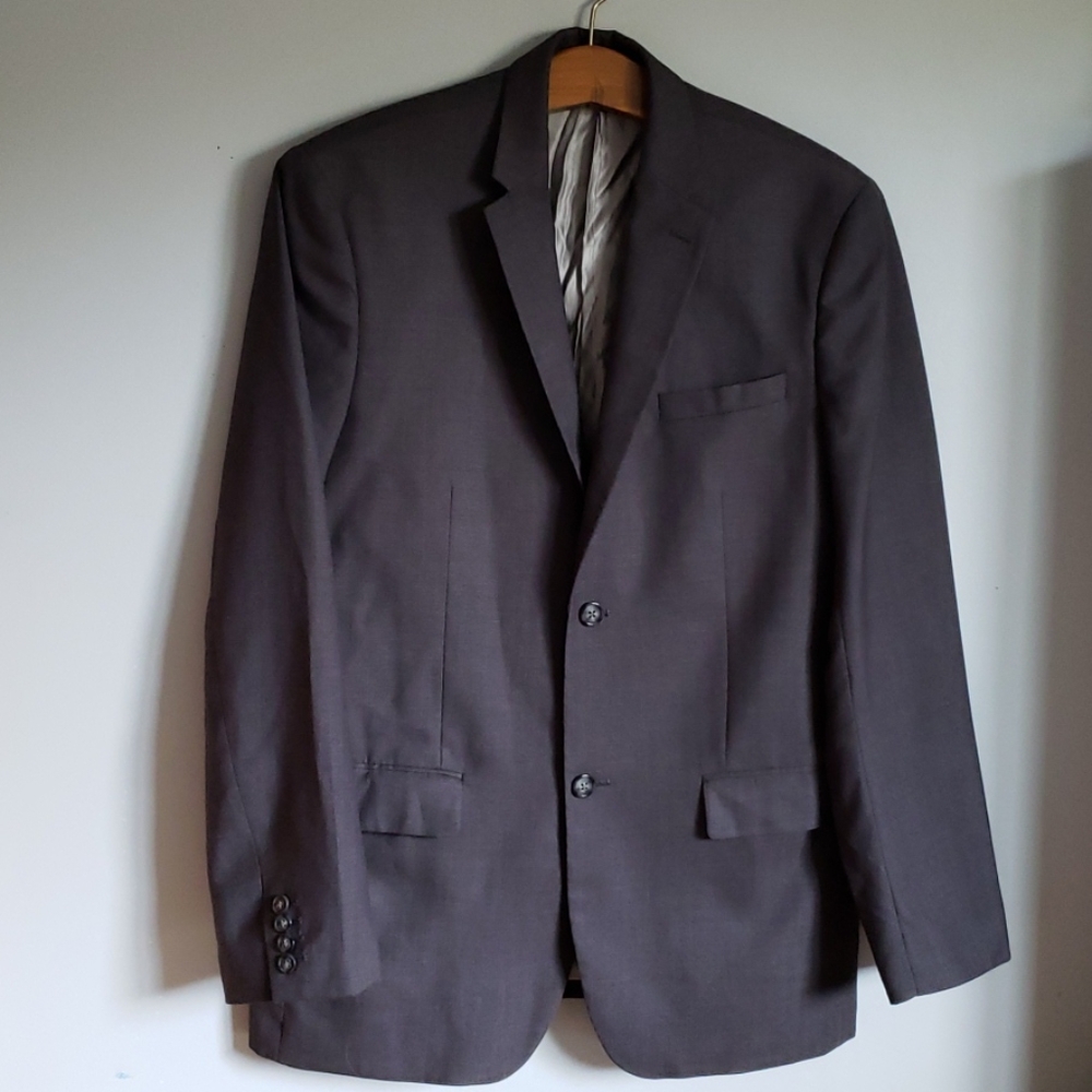 Perry Ellis Mens Suit Jacket 2 button blazer gray